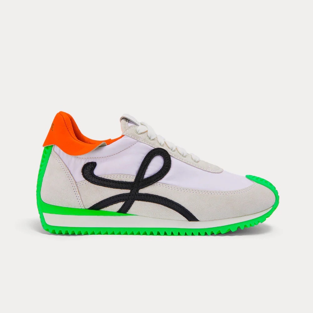 Loewe Flow Runner White Sneakers Neon Trim Size 37